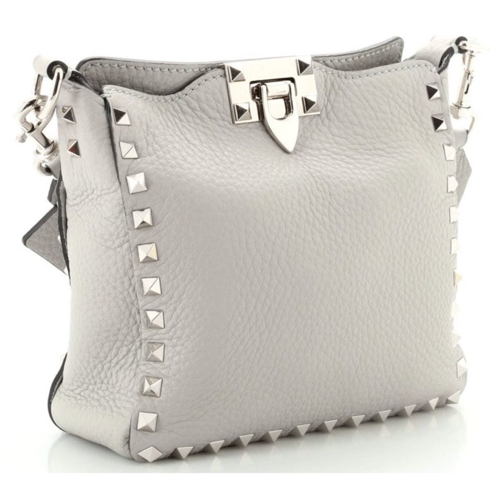 Valentino Garavani Rockstud Flip Lock Messenger Bag Leather Mini Gray